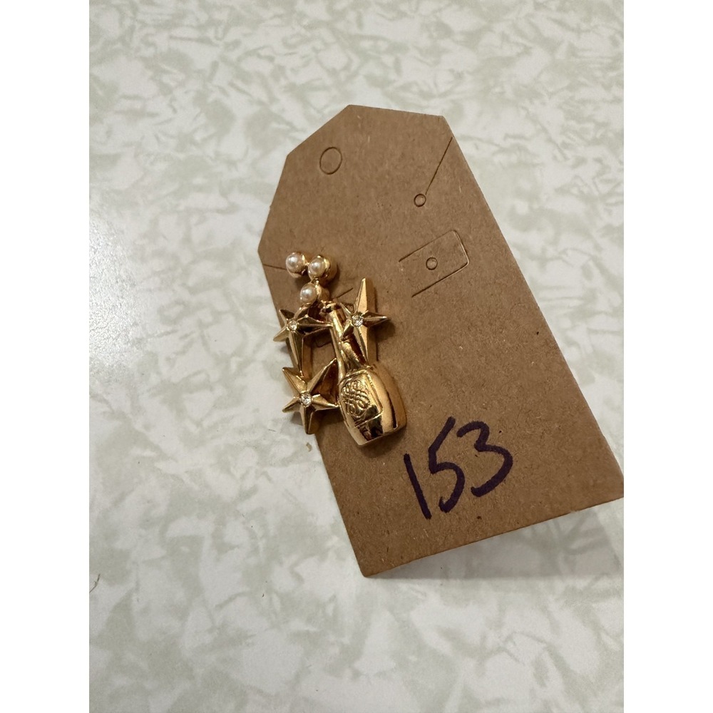 Vintage Avon  Champagne‎ Bottle  Stars Faux Pearl Tac Lapel Pin